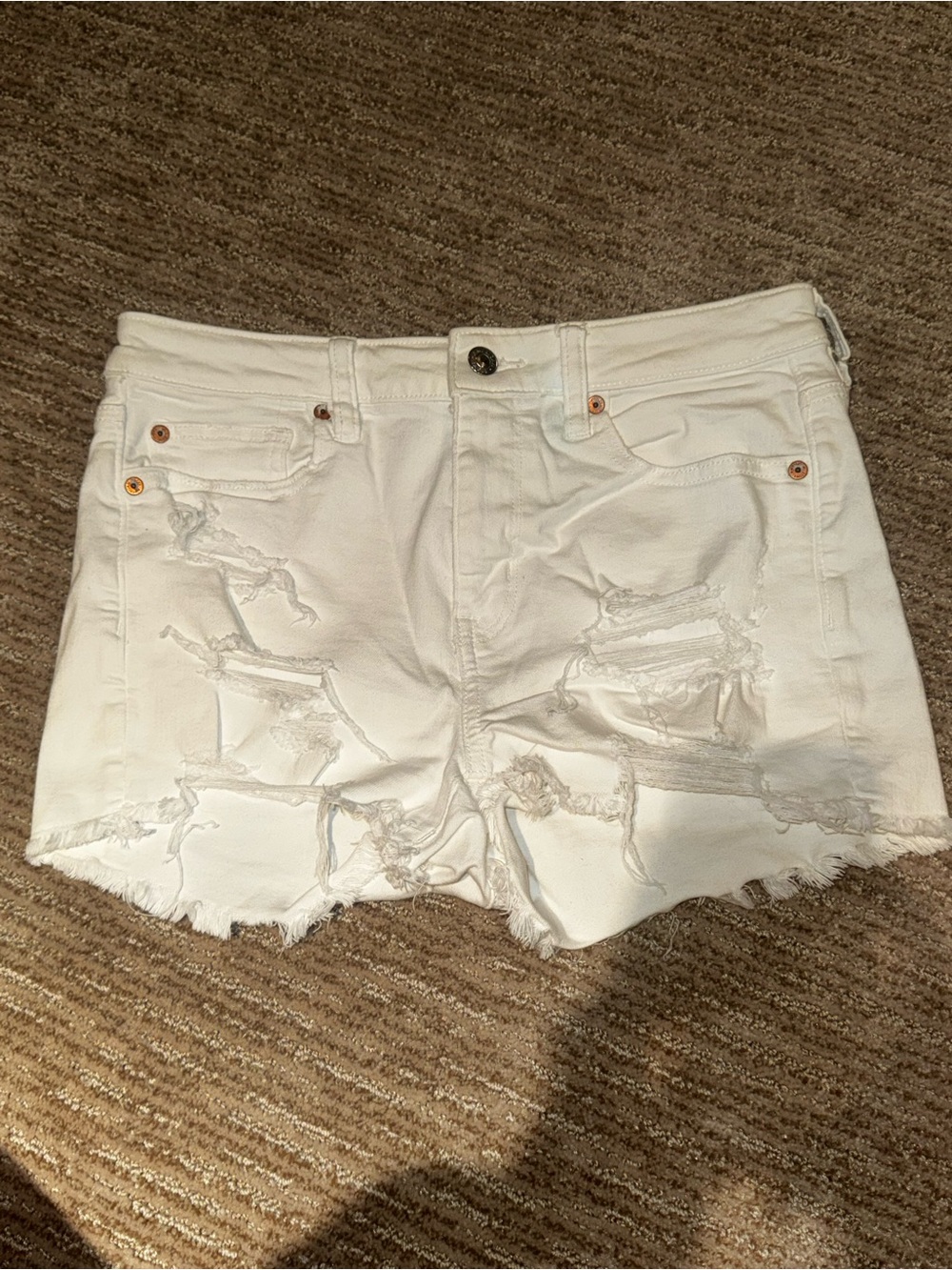 American Eagle Outfitters White Distressed Denim Cutoff Shorts